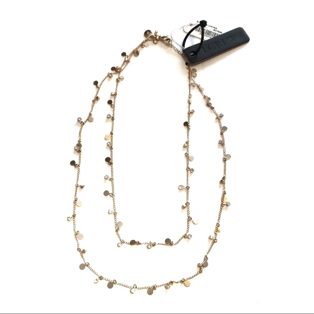 J. CREW Crystal & Gold Tiny Disc Layered Necklace - Picture 5 of 5